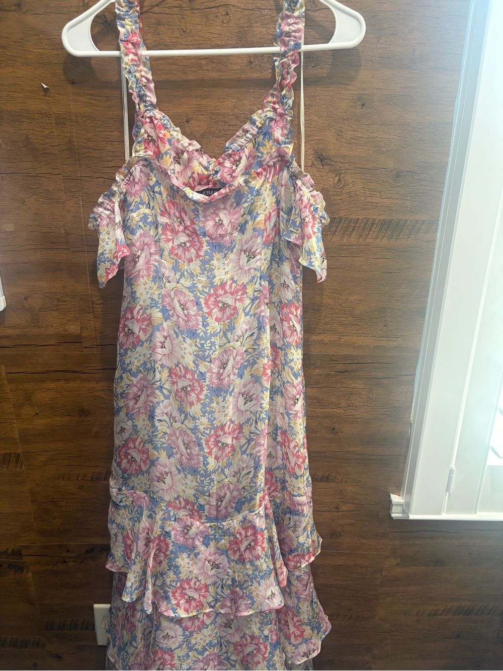 Intermix Silk Sophia Midi Floral High Low Frilly Dress - Picture 9 of 14